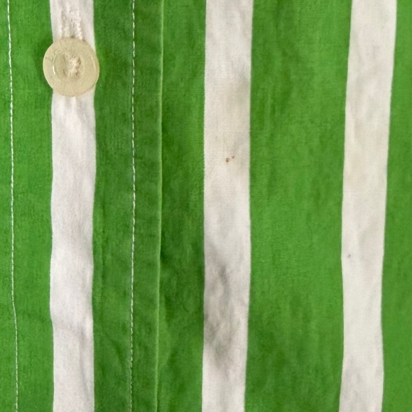Ralph Lauren Green and White Vertical Stripe Button-Down Shirt - Picture 5 of 5